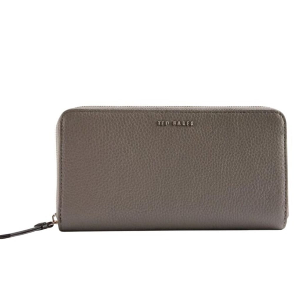 Ted Baker Daliea Large Leather Zip Around Wallet Clutch Purse Gray Pebble‎ Grain